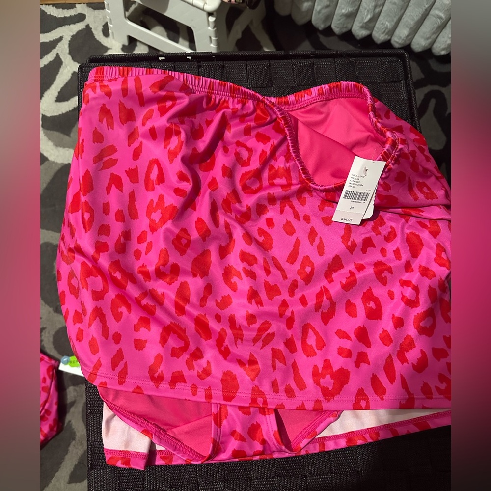 Lane Bryant Pink Leopard Print two piece Swimsuit - Picture 2 of 3